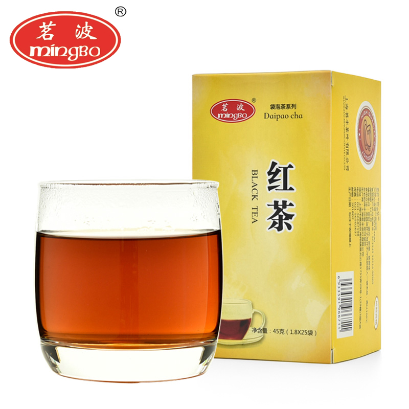茗波牌红茶25包袋泡茶茶包45克/盒精选国产红茶